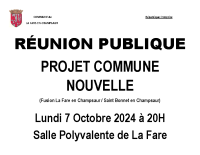 REUNION PUBLIQUE – 7 OCTOBRE 2024 – PROJET COMMUNE NOUVELLE