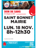 DON DU SANG ST BONNET – 18 NOVEMBRE 2024